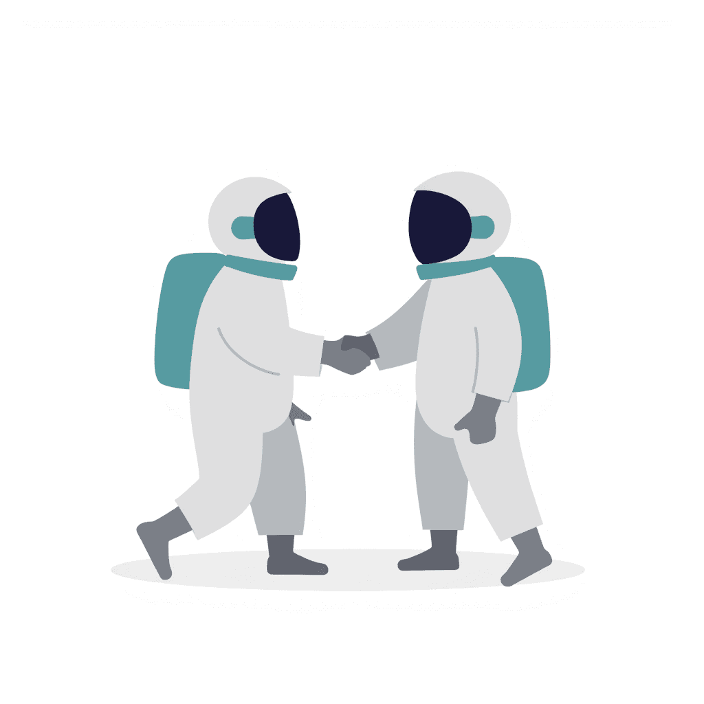 illustration of astronauts shaking hands