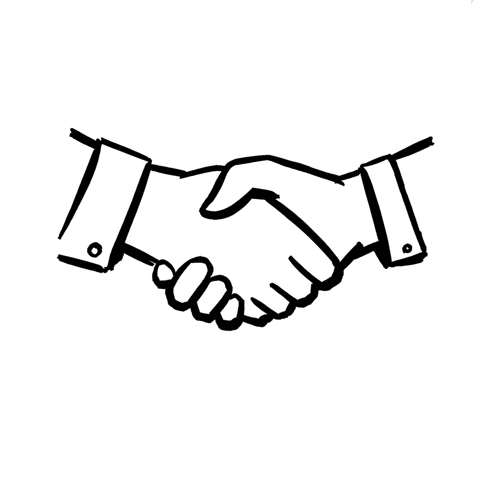 Drawing of shaking hands close up