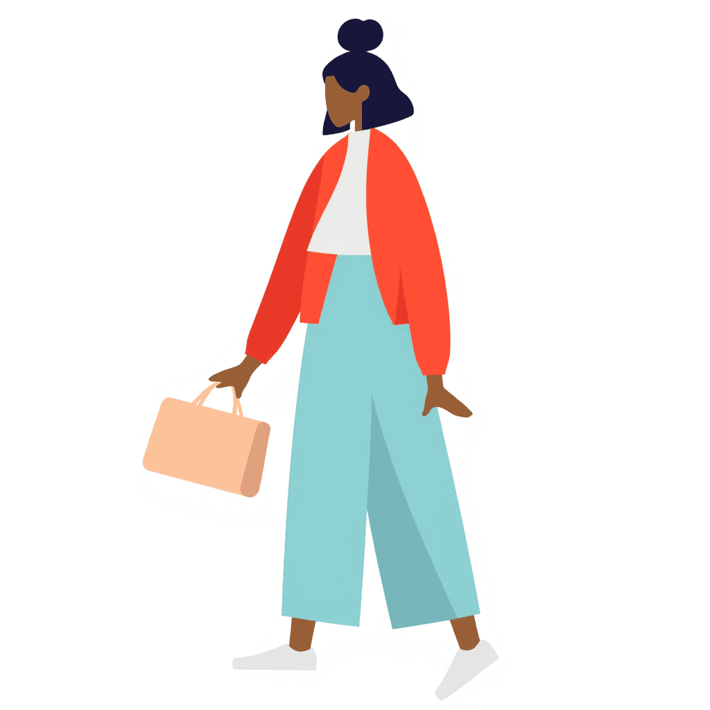 illustration of instagram model showing off a handbag