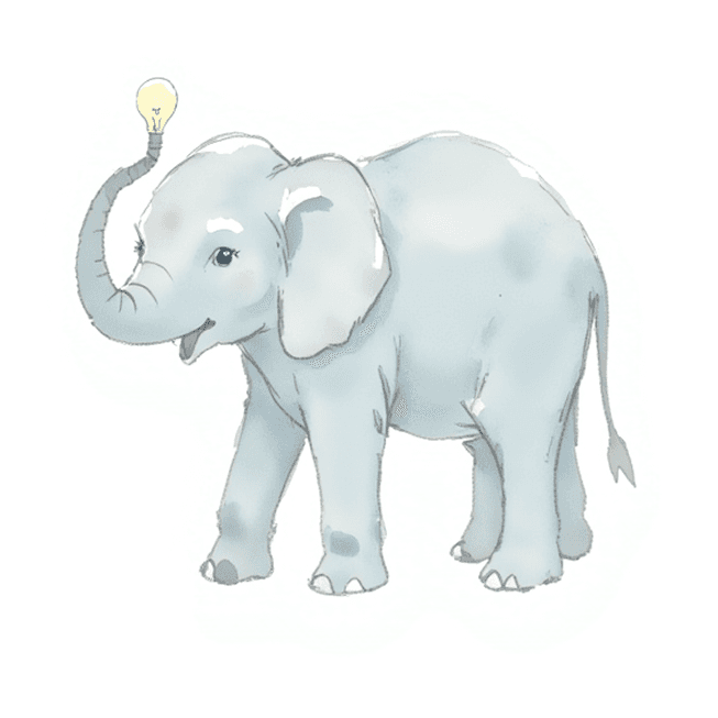 Painting ofelephant having an idea