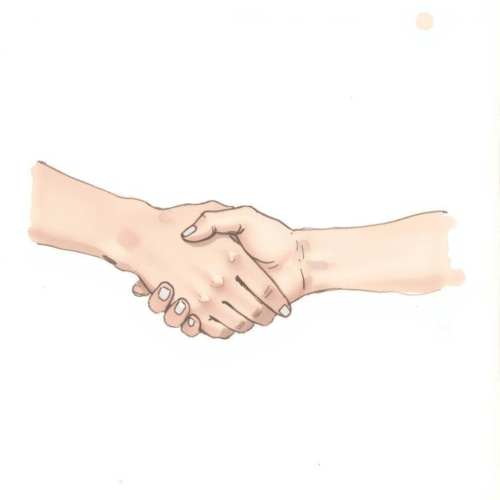 Painting ofshaking hands close up