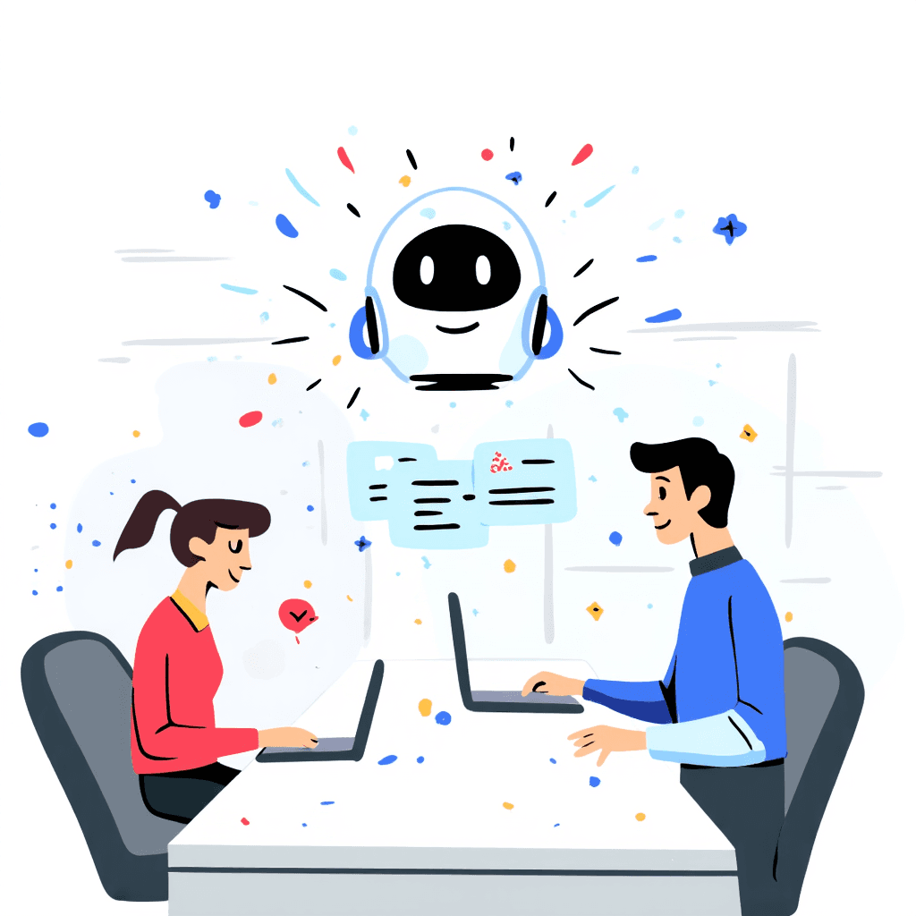 Illustration of AI Helping People Work