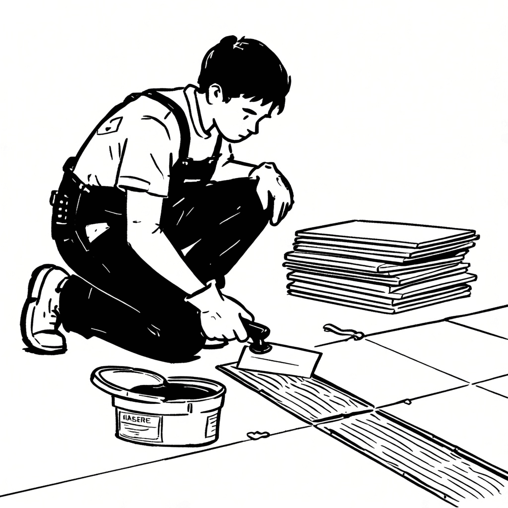 Illustration of Applying Tile Adhesive