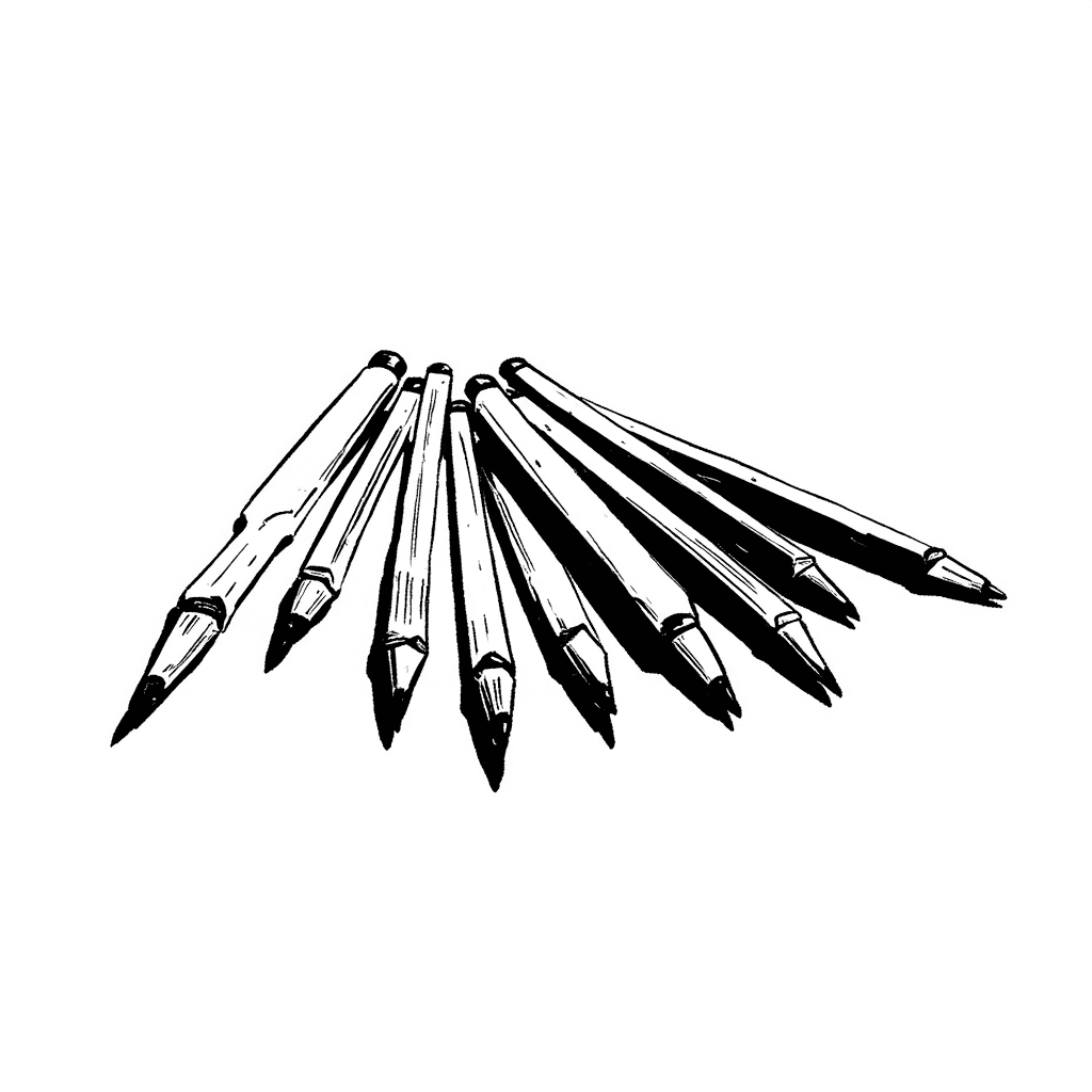 Illustration of Artistic Pencils in Array