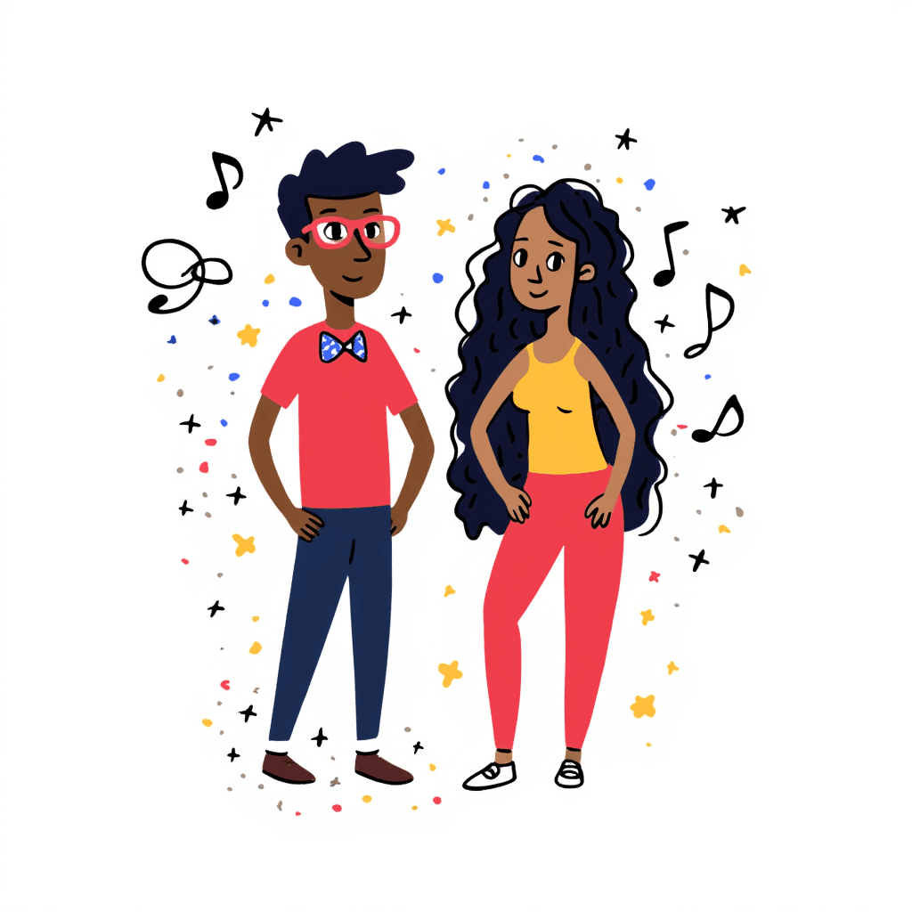 Illustration of Best Friends with Music