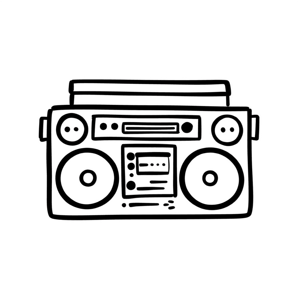 Illustration of Black Line Boombox Design