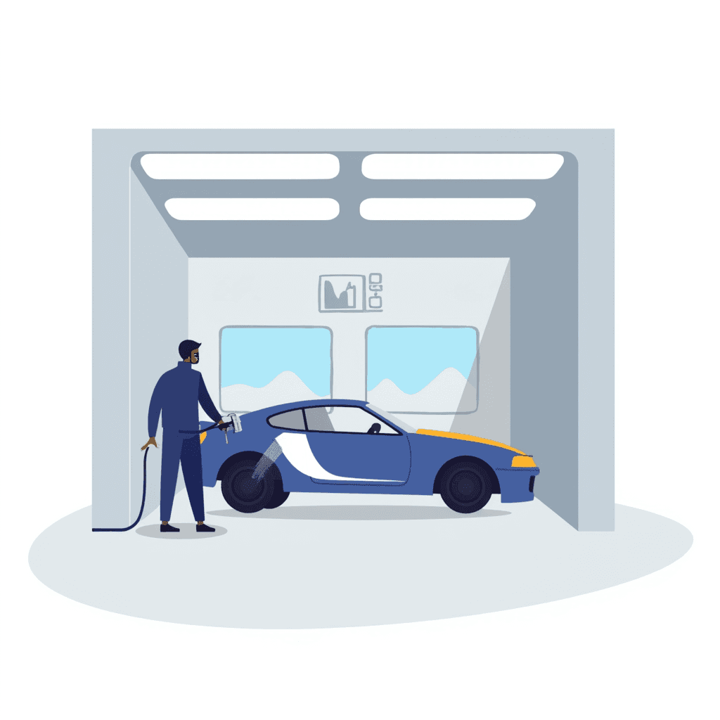 Illustration of Body Paint Booth Process