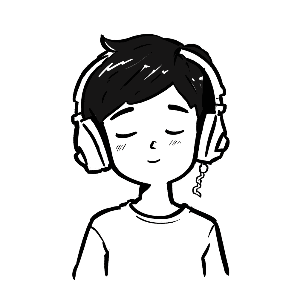 Illustration of Boy Listening to Music