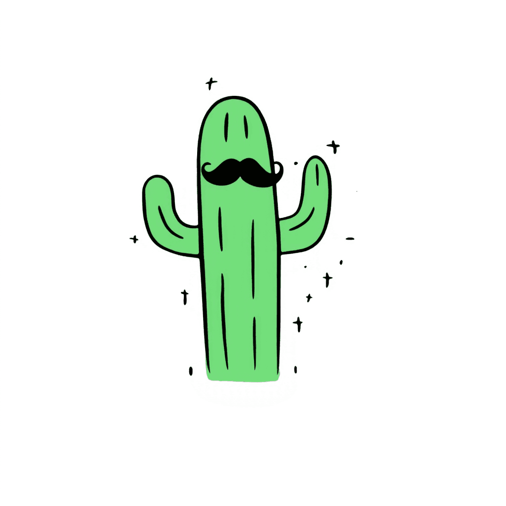 Illustration of Cactus with a Moustache