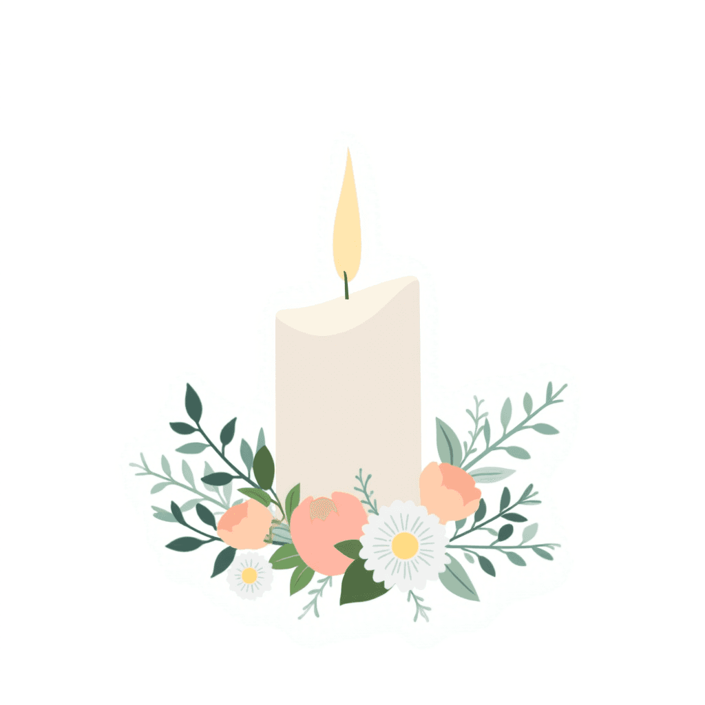 Illustration of Candle with Flowers