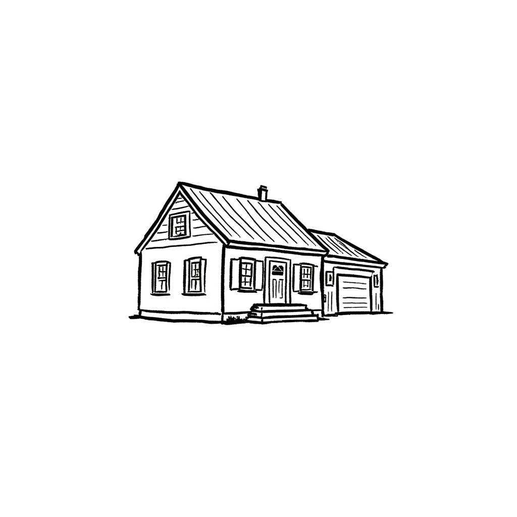 Illustration of Cape Cod Two-Story Home