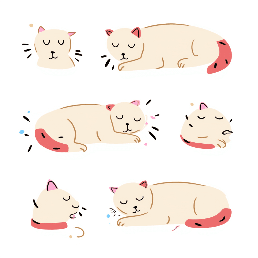 Illustration of Cat in Sleep Positions