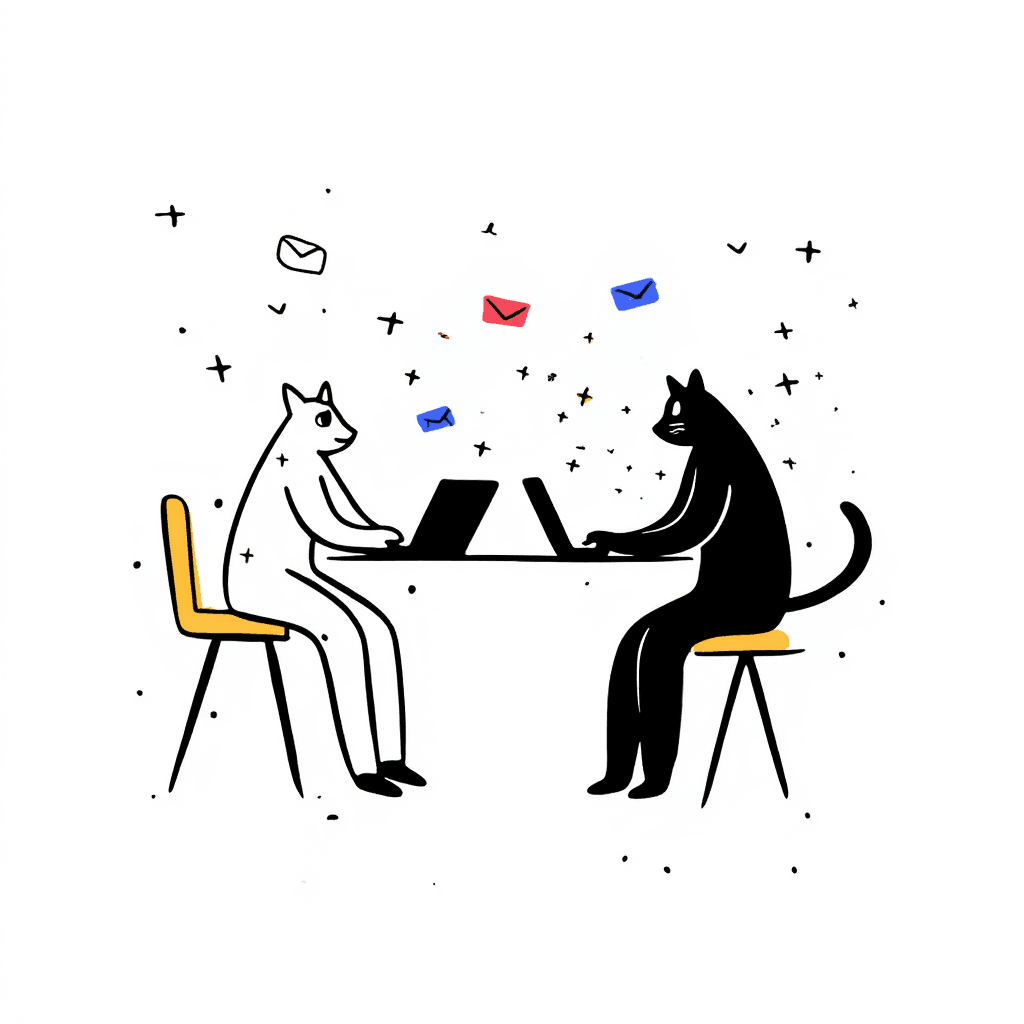 Illustration of Cats in Business Meeting