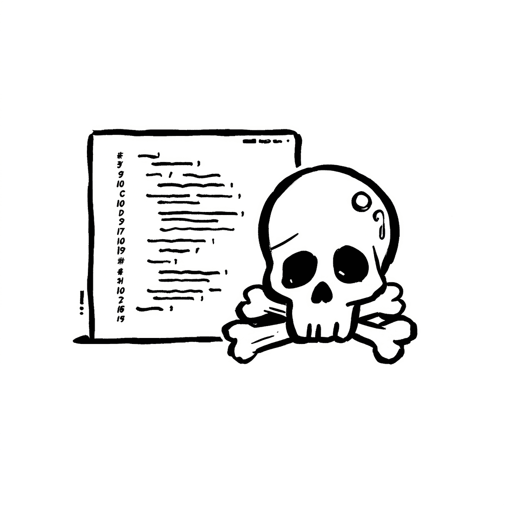 Illustration of Code with Skull and Bone
