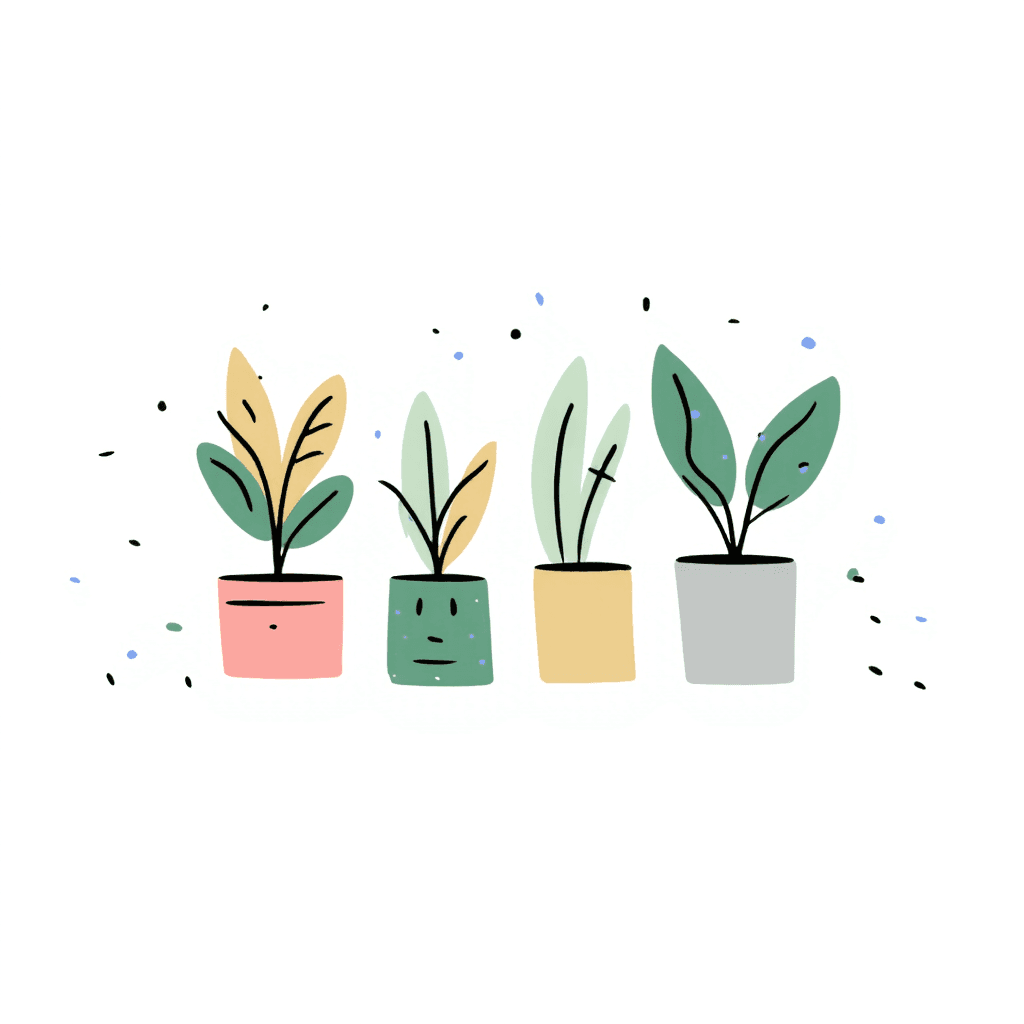Illustration of Colorful Potted Plants