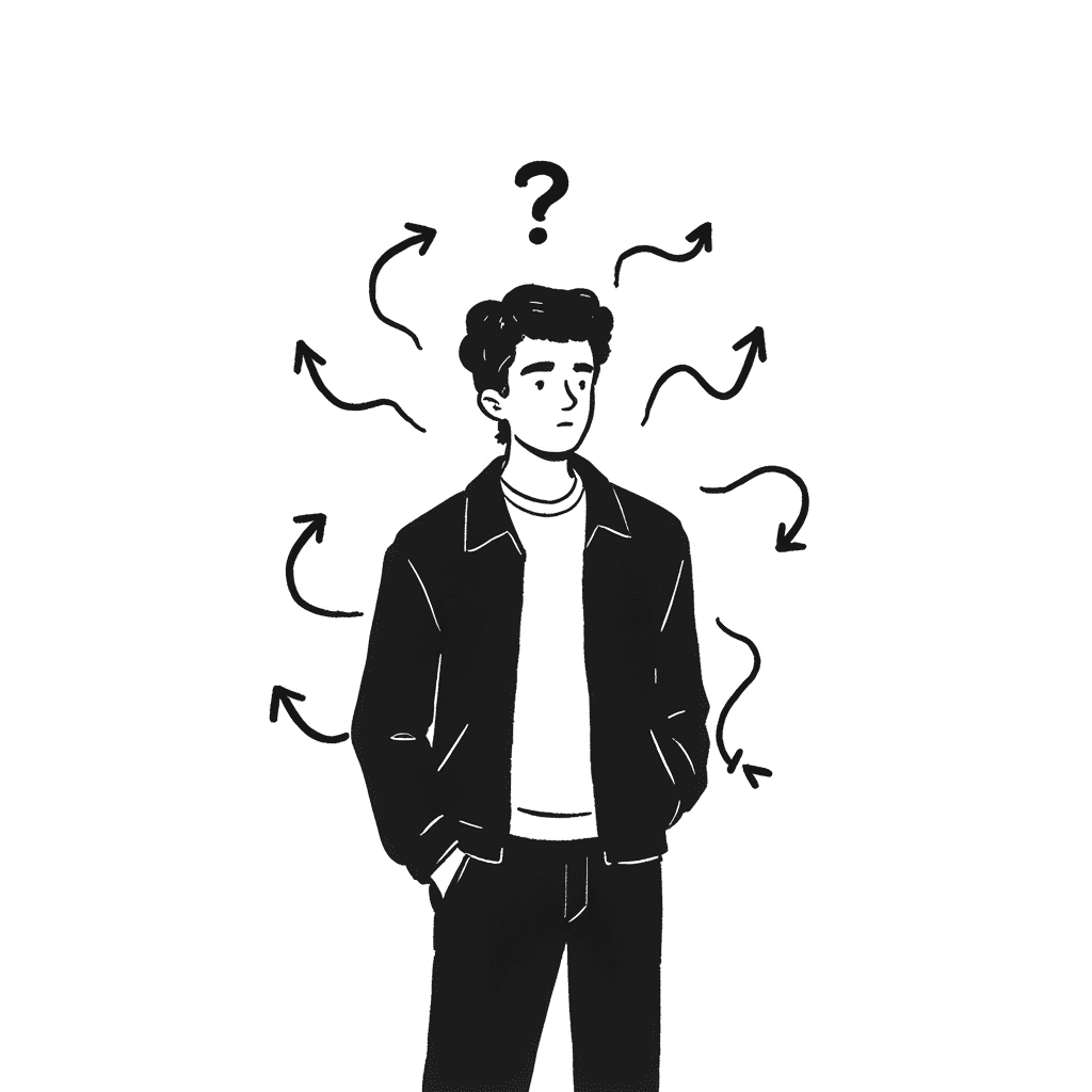 Illustration of Confused Man Navigating