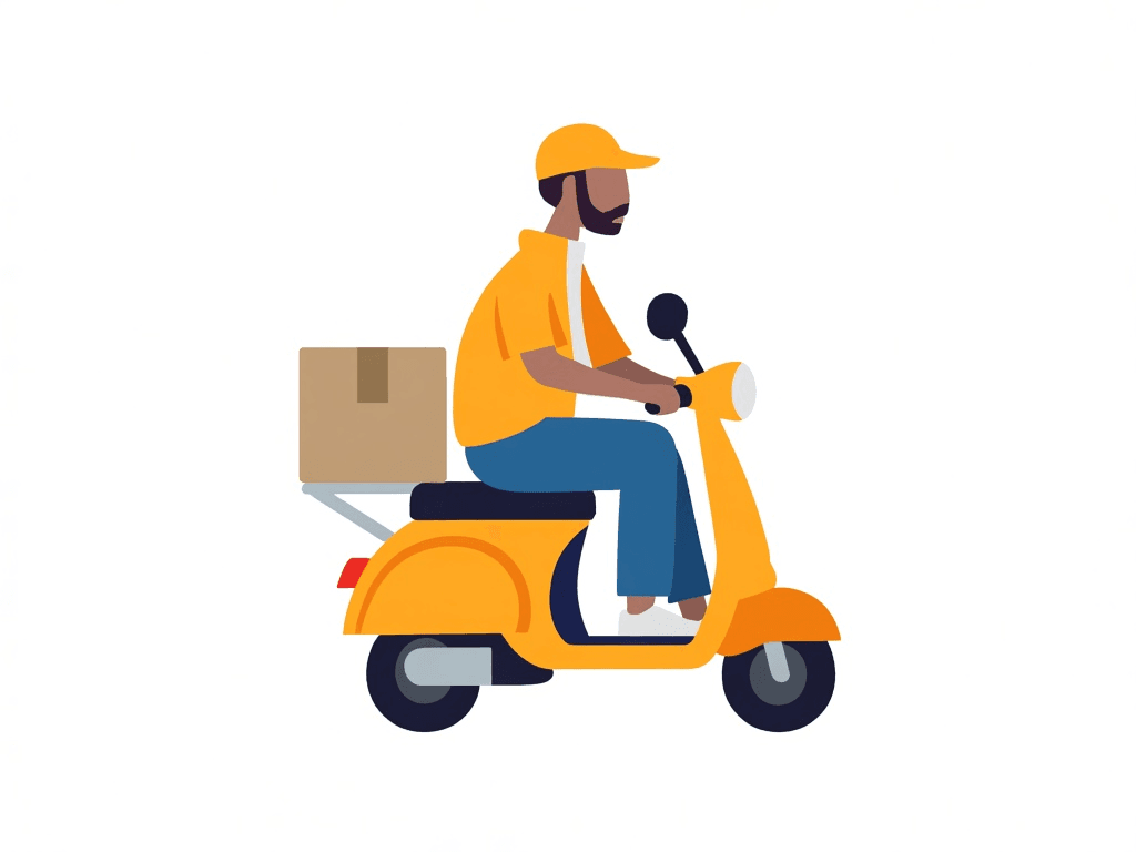 Illustration of Courier on Scooter