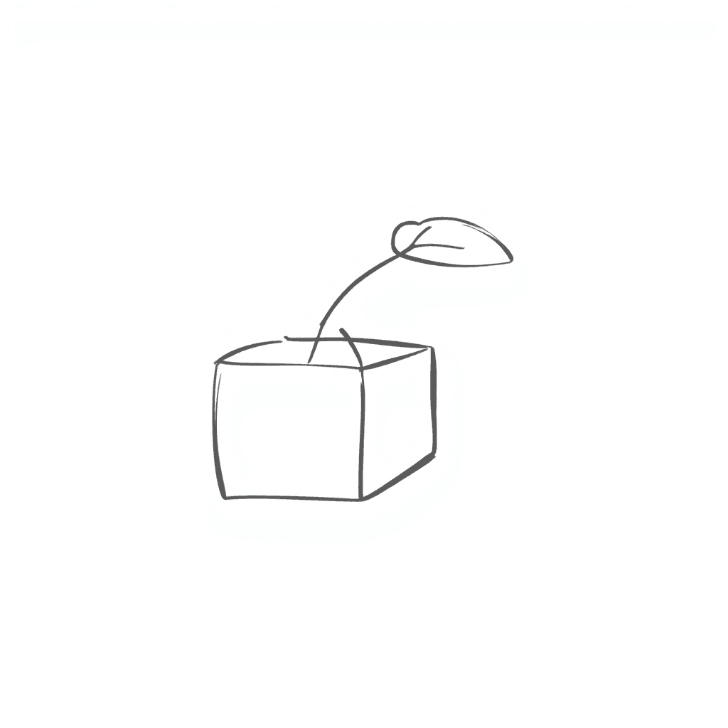 Illustration of Cube with Cherry Stem