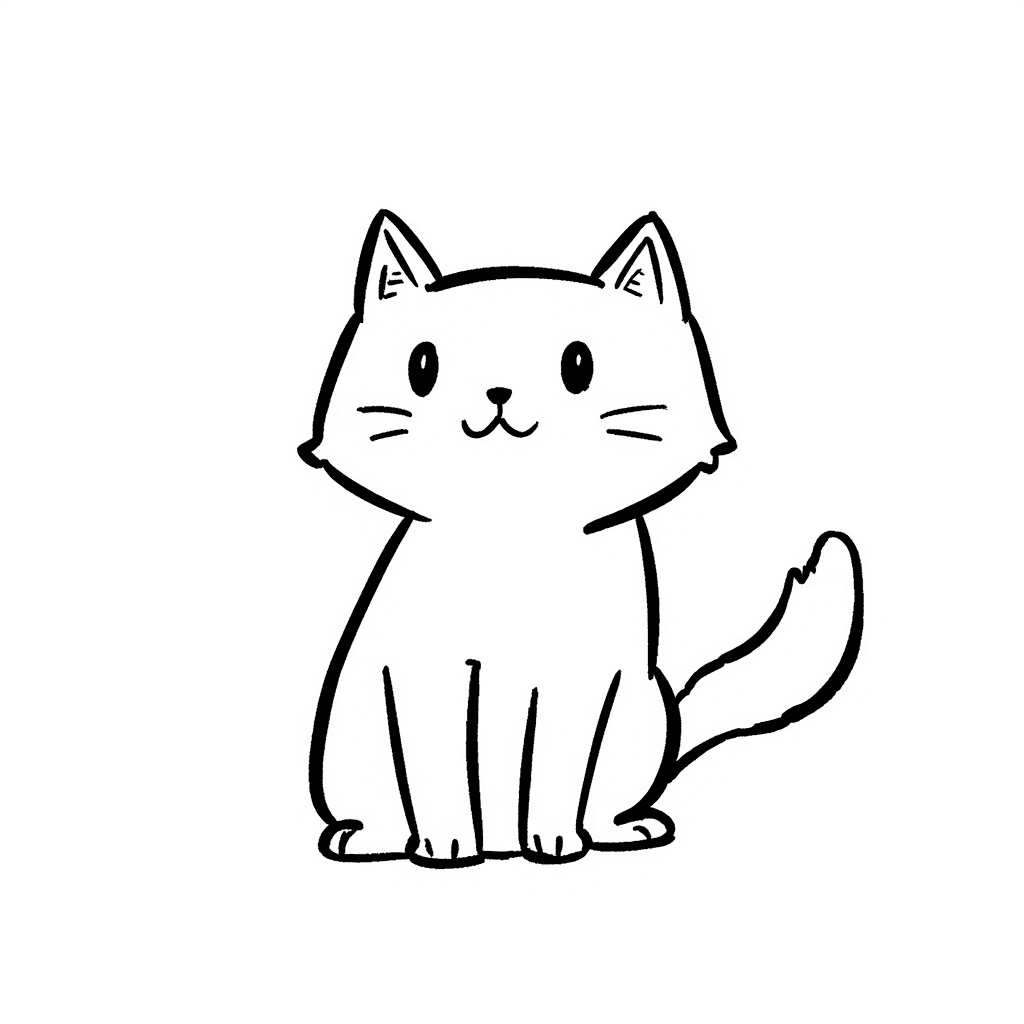 Illustration of Cute Front Facing Cat