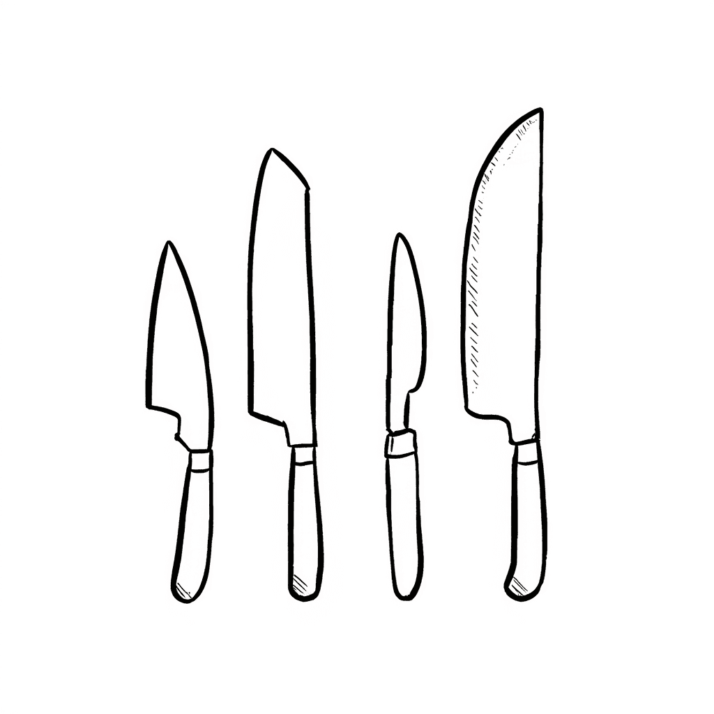 Illustration of Cute Kitchen Knife Shapes