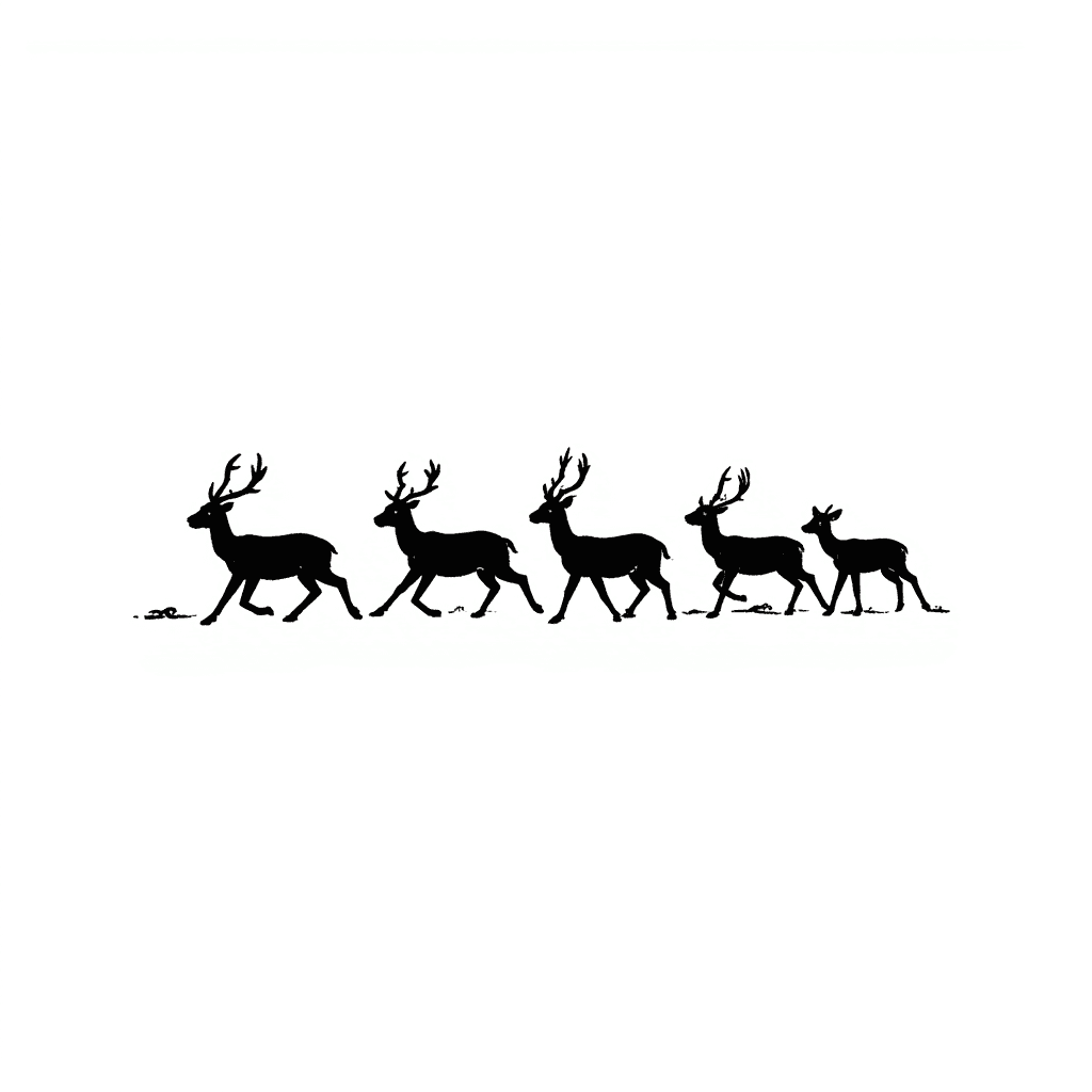 Illustration of Deer Running in Sequence
