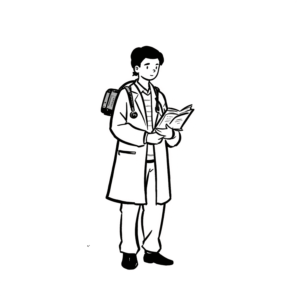 Illustration of Doctor with Medical Book
