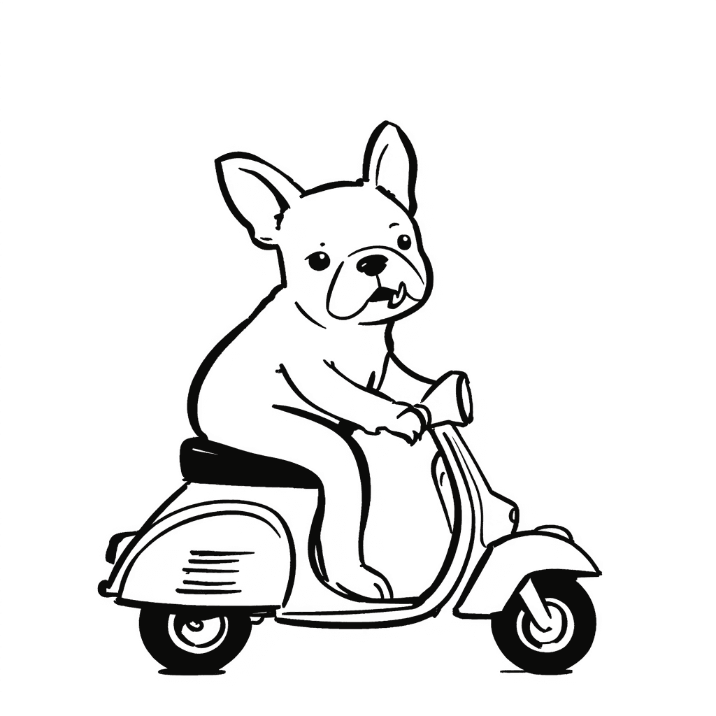 Illustration of Dog Riding a Scooter