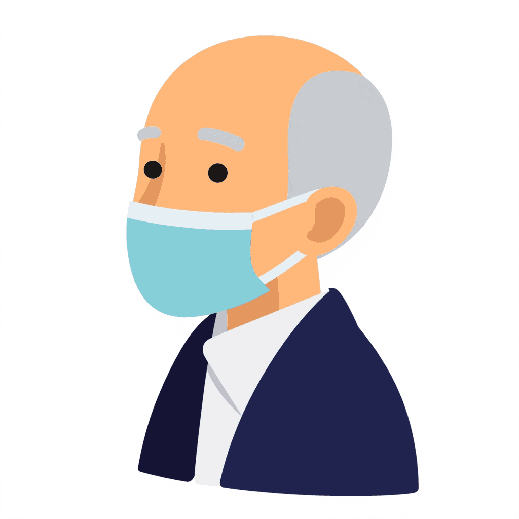Illustration of Elderly Man in Mask