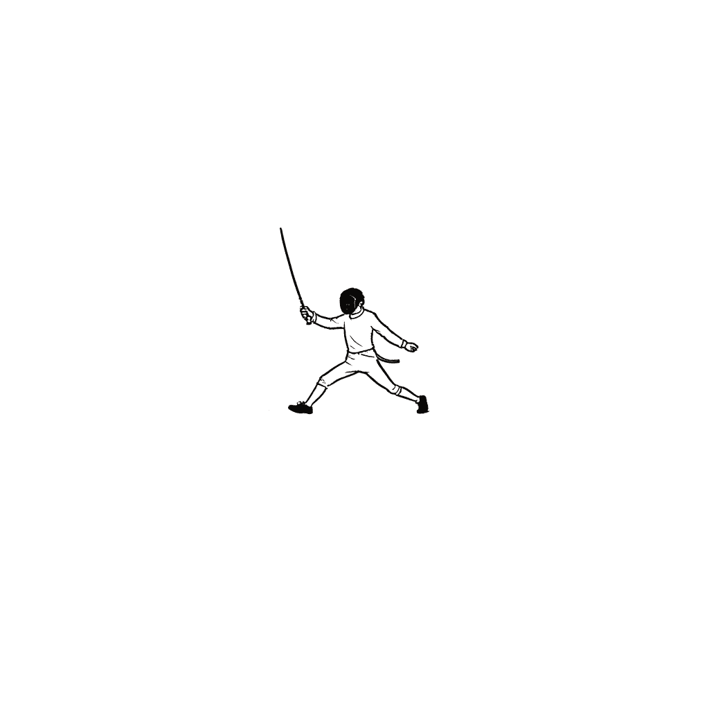 Illustration of Fencer in Action Lunge