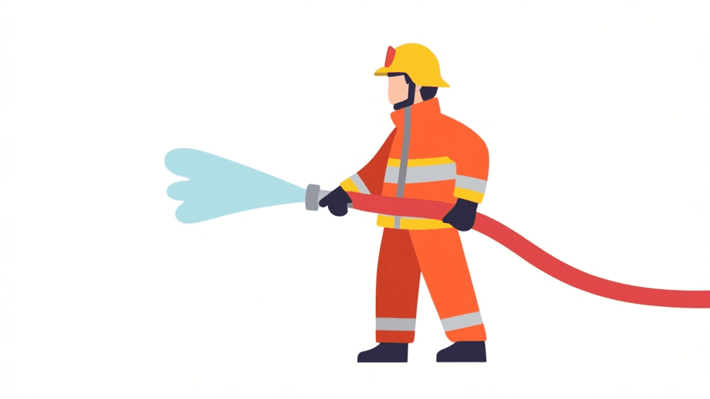 Illustration of Firefighter Using Hose