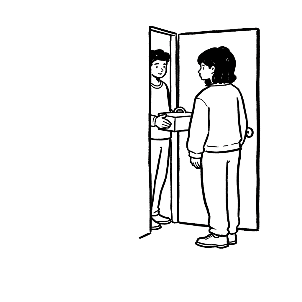 Illustration of Food Delivery to Woman