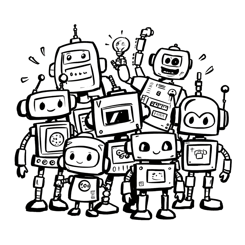 Illustration of Funny and Smart Robots