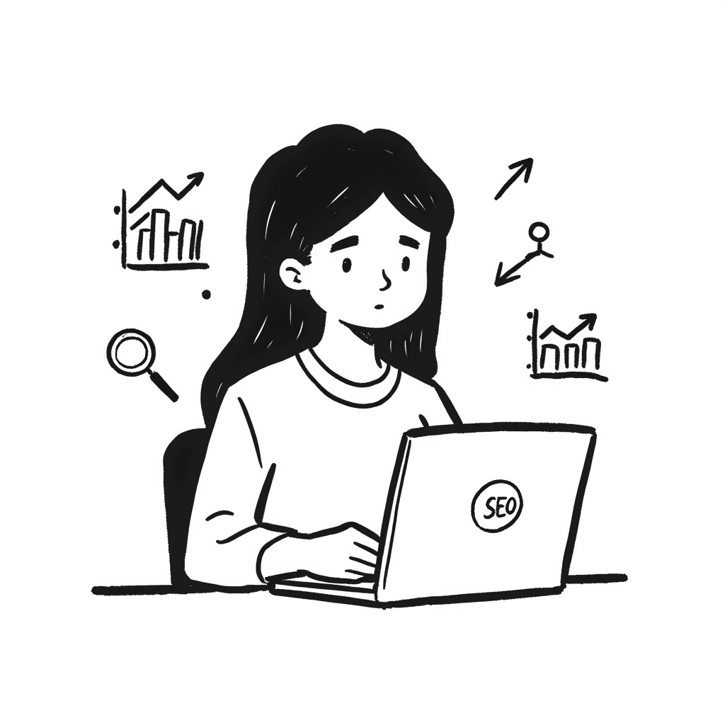 Illustration of Girl Doing SEO Work