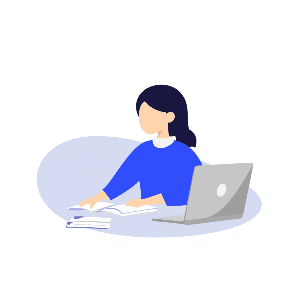 Illustration of Girl Studying with Laptop
