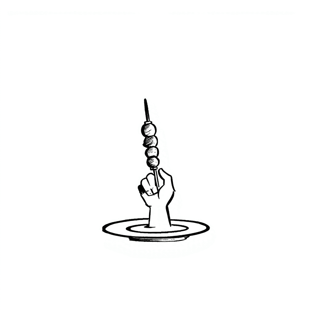 Illustration of Hand Holding Kebab Skewer