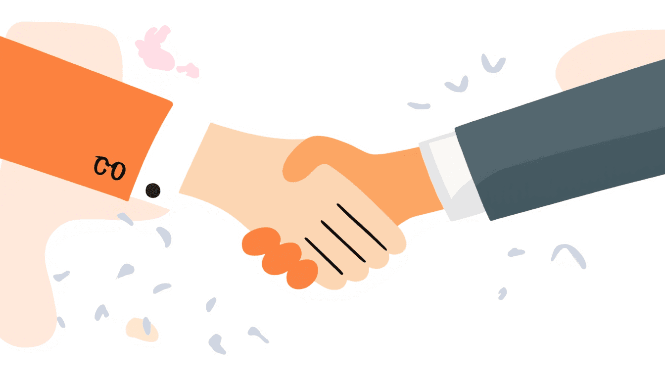 Illustration of Hands Shaking in Office