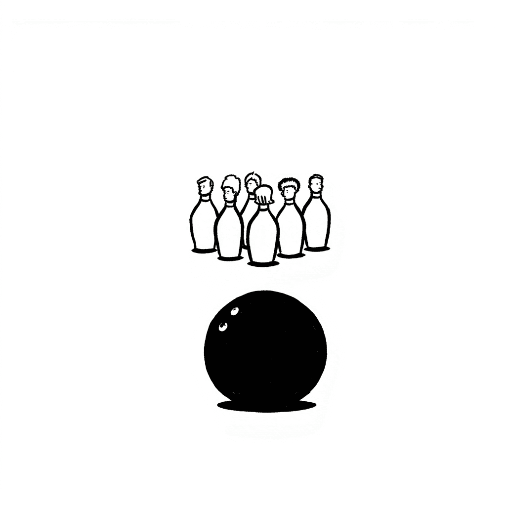 Illustration of Humans as Bowling Pins