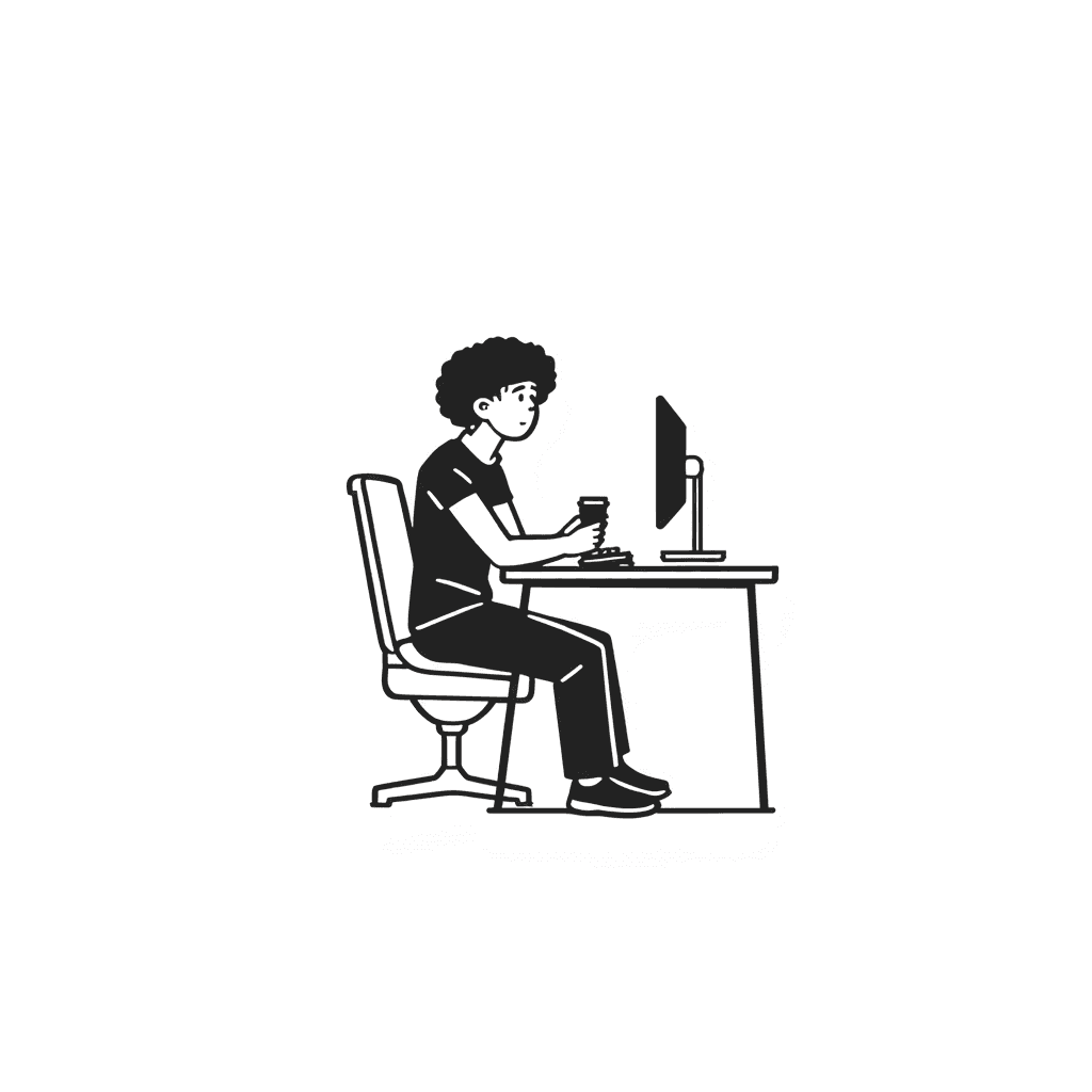 Illustration of IT Technician at Desk