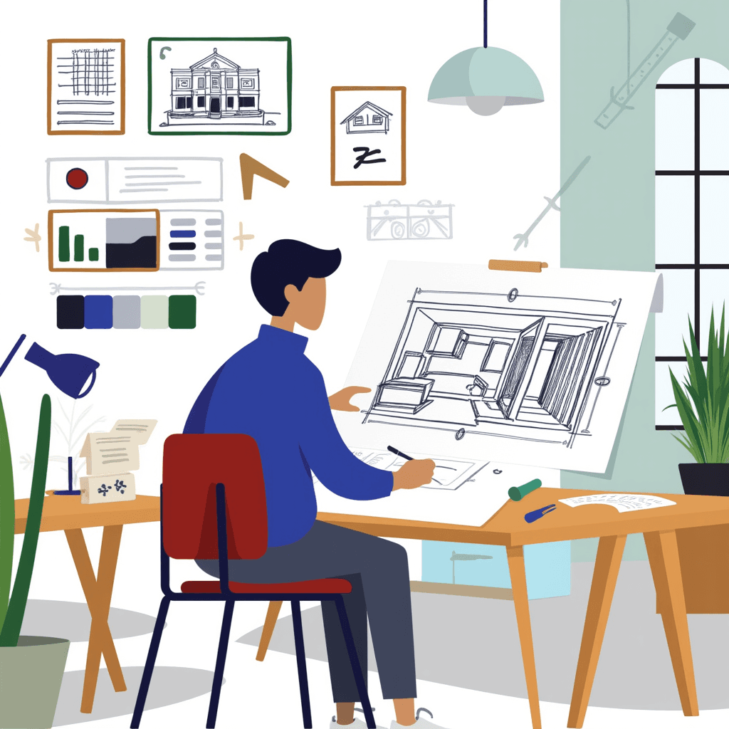 Illustration of Interior Designer at Work