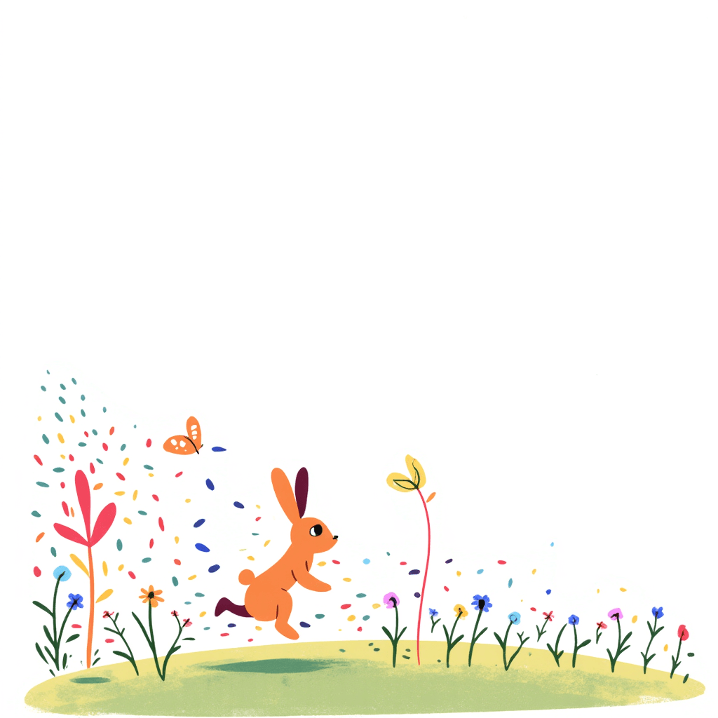 Illustration of Joyful Bunny in Meadow