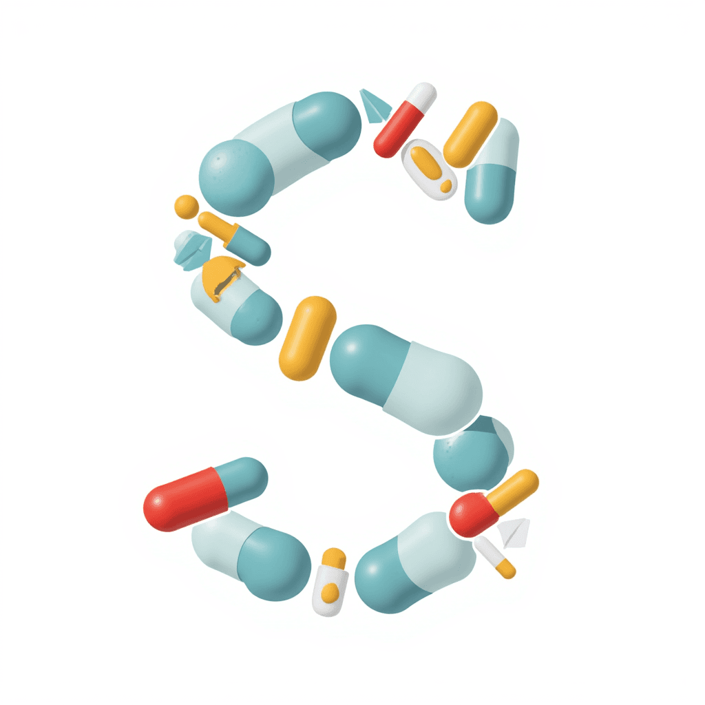 Illustration of Letter S with Capsules