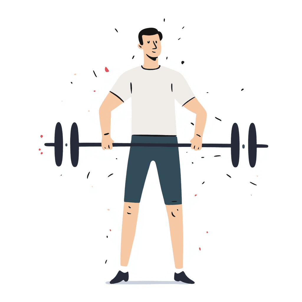 Illustration of Man Holding a Barbell