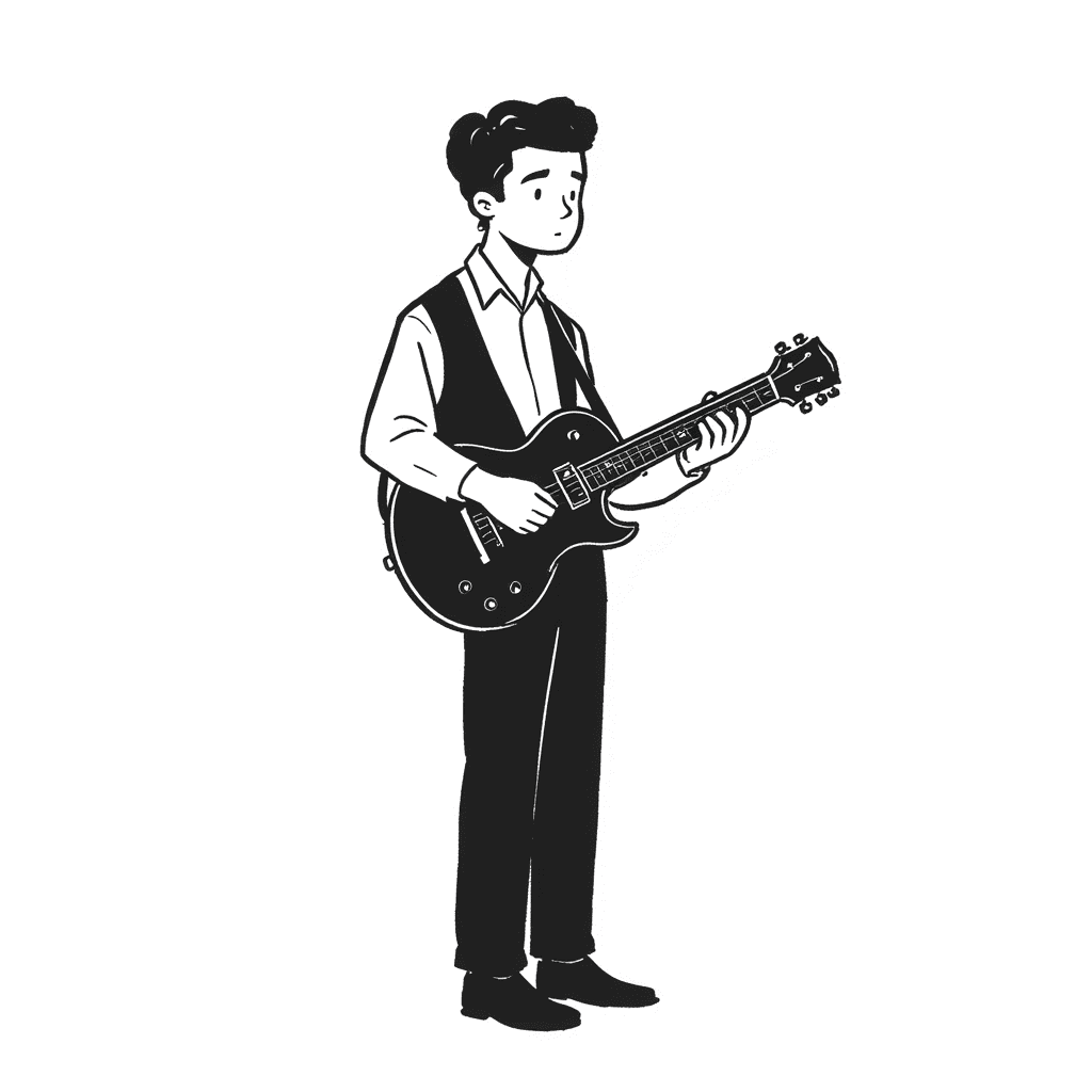 Illustration of Man Playing Jazz Guitar