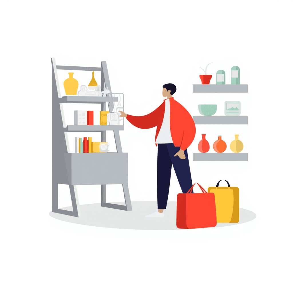 Illustration of Man Shopping in Store