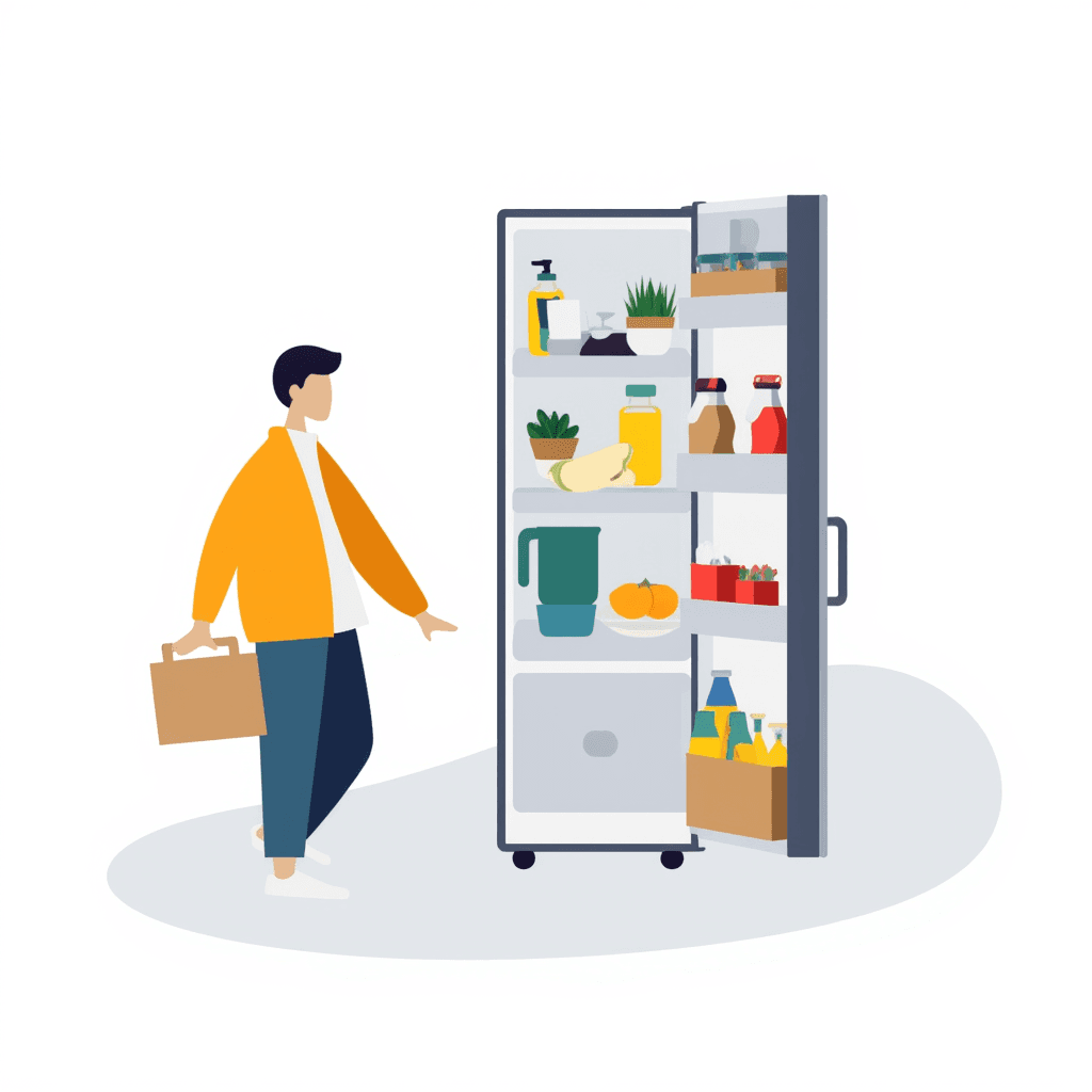 Illustration of Man Unloading Groceries