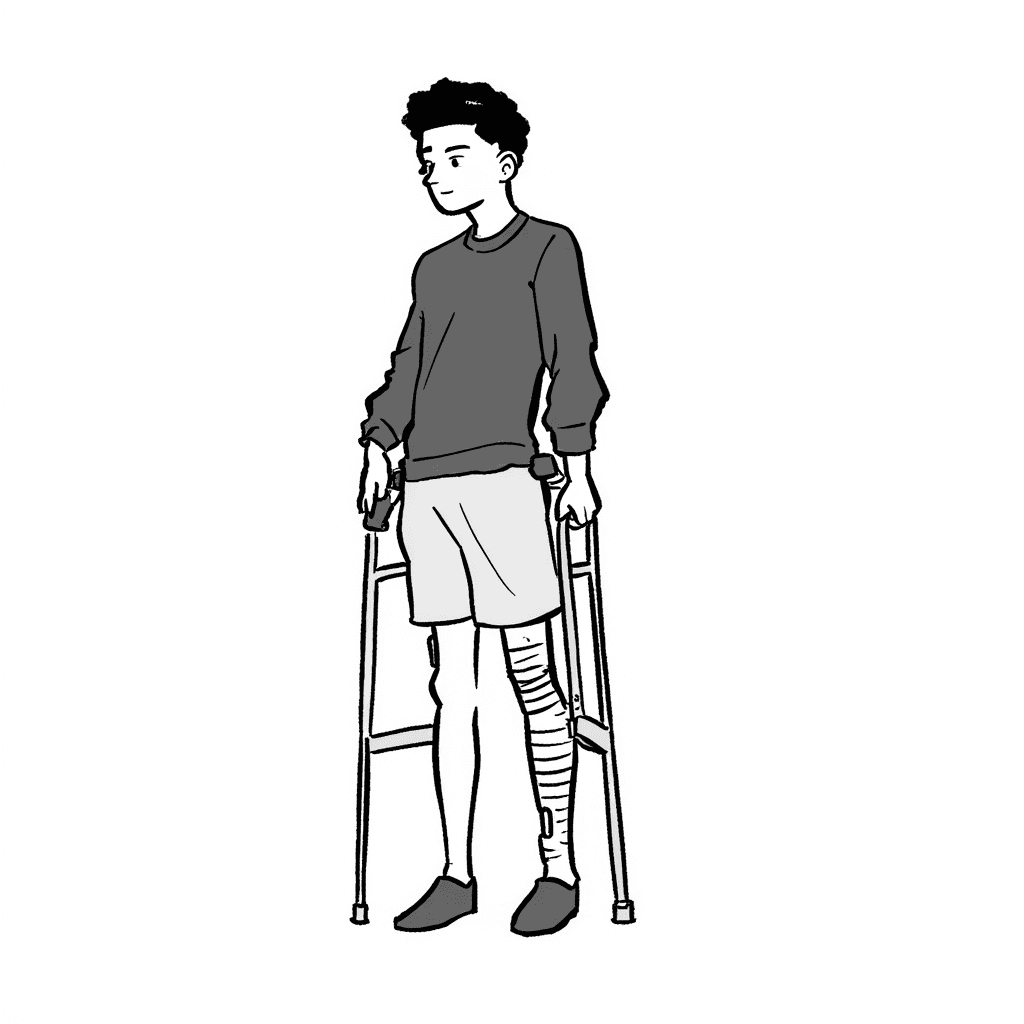 Illustration of Man on Crutches with Cast