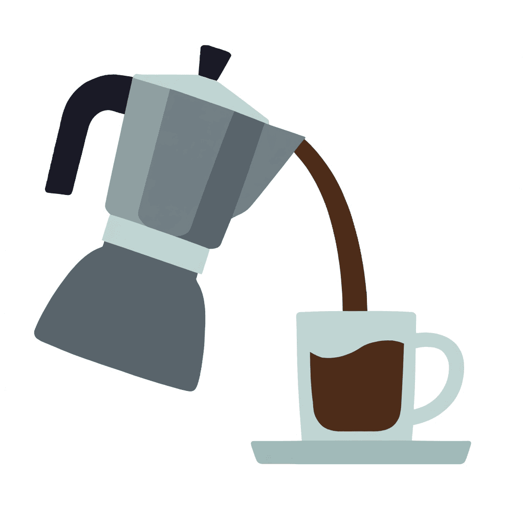 Illustration of Moka Pot Pouring Coffee