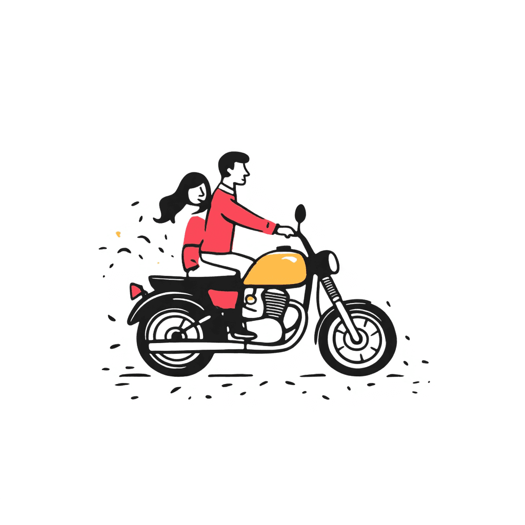 Illustration of Motorcycle Ride with Girl