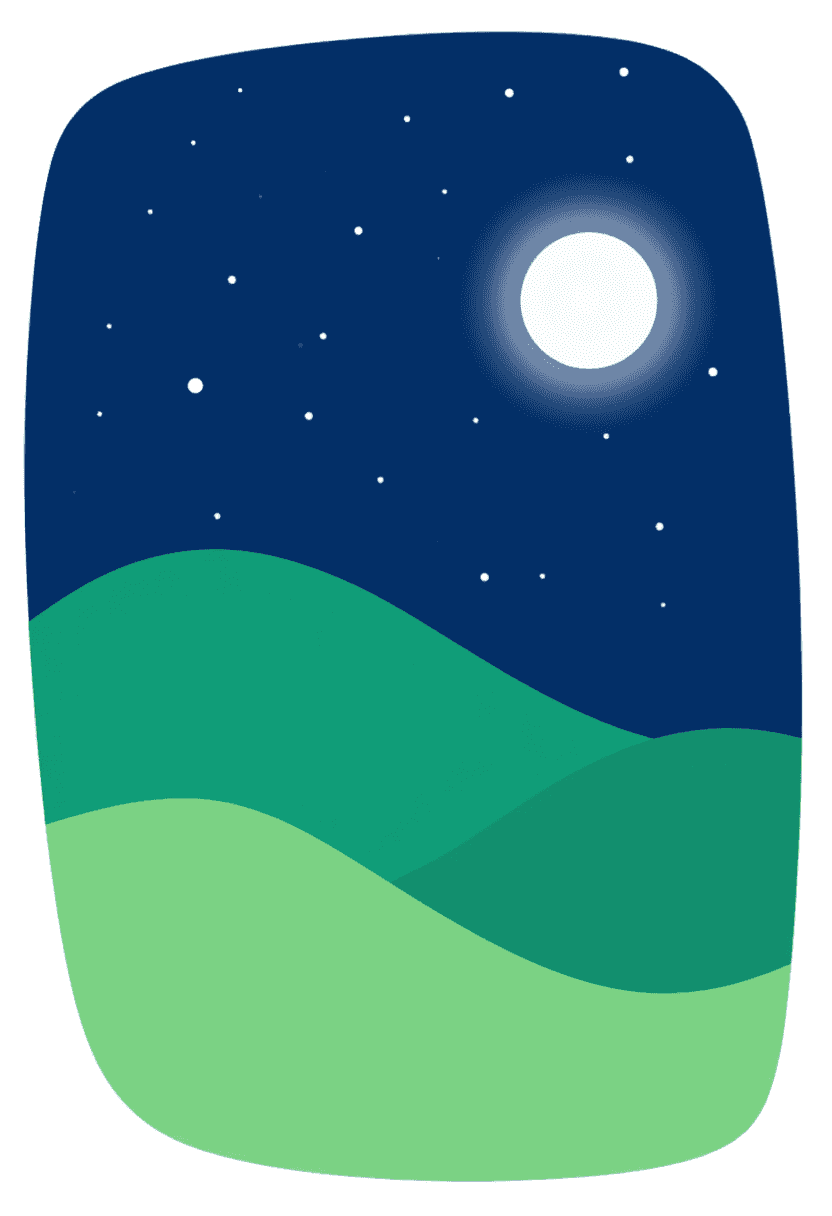 Illustration of Nighttime Hills with Moon
