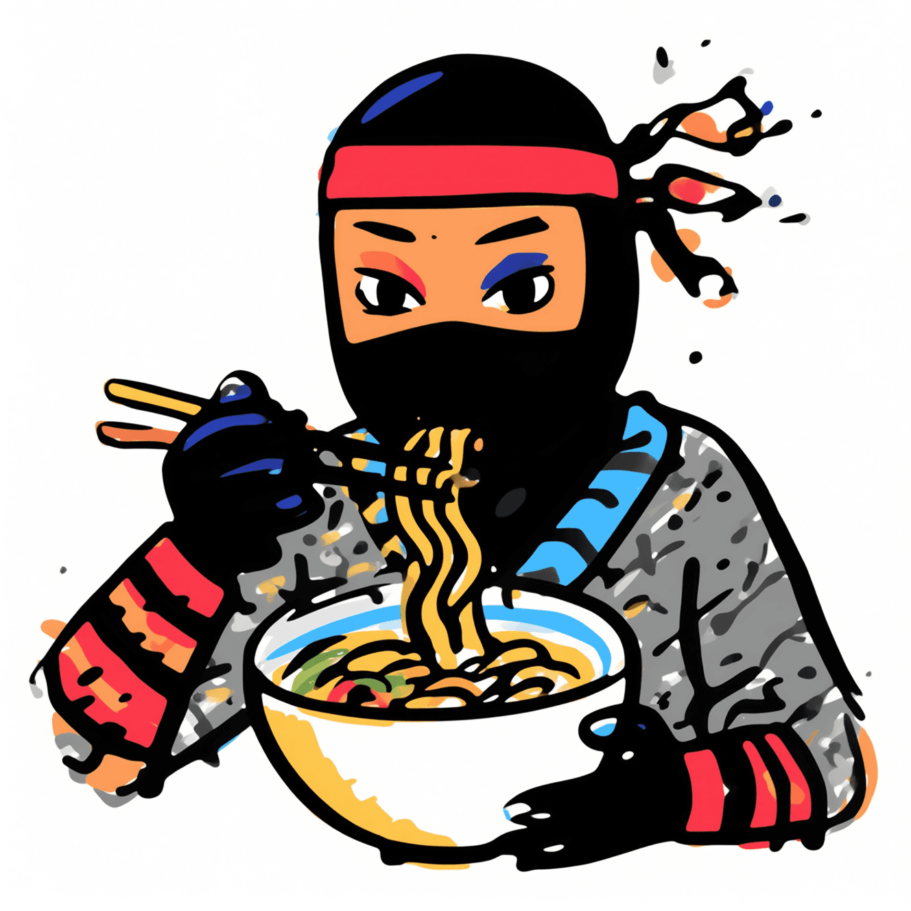 Illustration of Ninja Enjoying Ramen